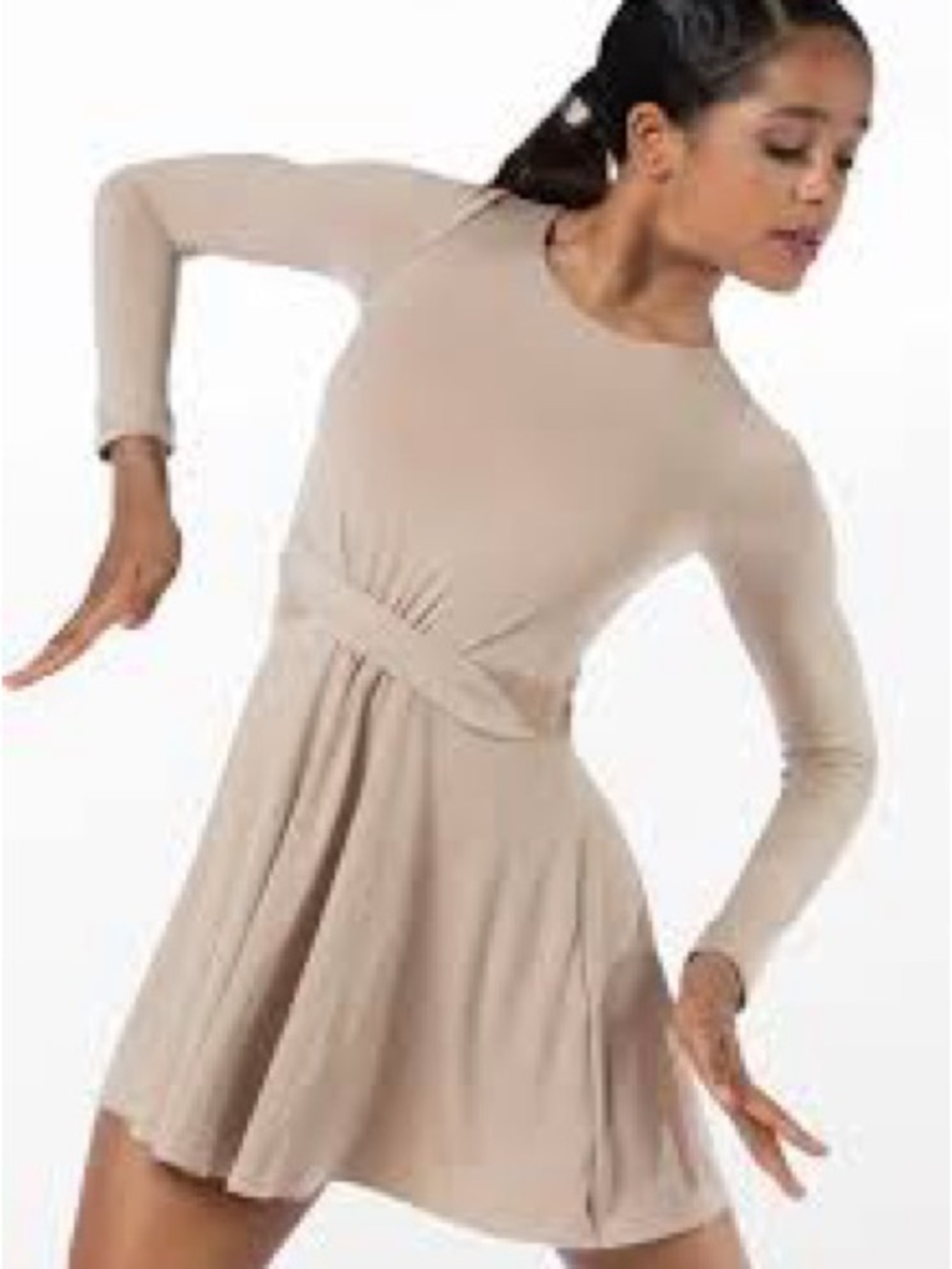 All I ask twist front jersey taupe dance dress sa Weismann excellent condition